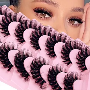 7 Pairs Fluffy Fake False Eyelashes with Dramatic D Curl and 18mm Thick Volume for Lash Extension Look Eyelash Extensions
