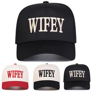 Unisex WIFEY Letter Embroidered Five-panel Baseball Cap Outdoor Adjustable Sunscreen Leisure Hat Spring Autumn Travel Tourism Beach Vacation