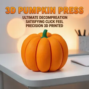 3D Printed Press Pumpkin Squeeze Fidget Toy, Adult Stress Relief Sensory Toy, Birthday Valentine Model Toy Gift,Glitter Seller Favorite, School Classroom Class Party Favor, Cute Halloween Gift for Kids Adults Office Desk Decor
