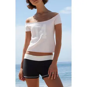 John Galt Women's Pink 14 Bonnie Off-The-Shoulder Crop Top - Multicolor