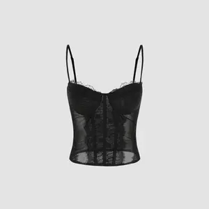 Cider [2 colors, size 2-10] Lace Sheer Corset Cami Top
