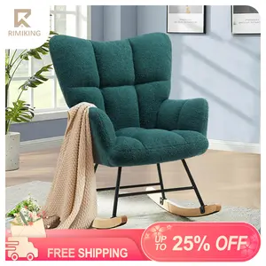 RIMIKING Teddy Fabric Rocking Chair,Premium Teddy Fabric,Comfortable Rocking Design,Durable and Stable Build,Ergonomic Design,Weight Capacity,Modern Aesthetic,1025