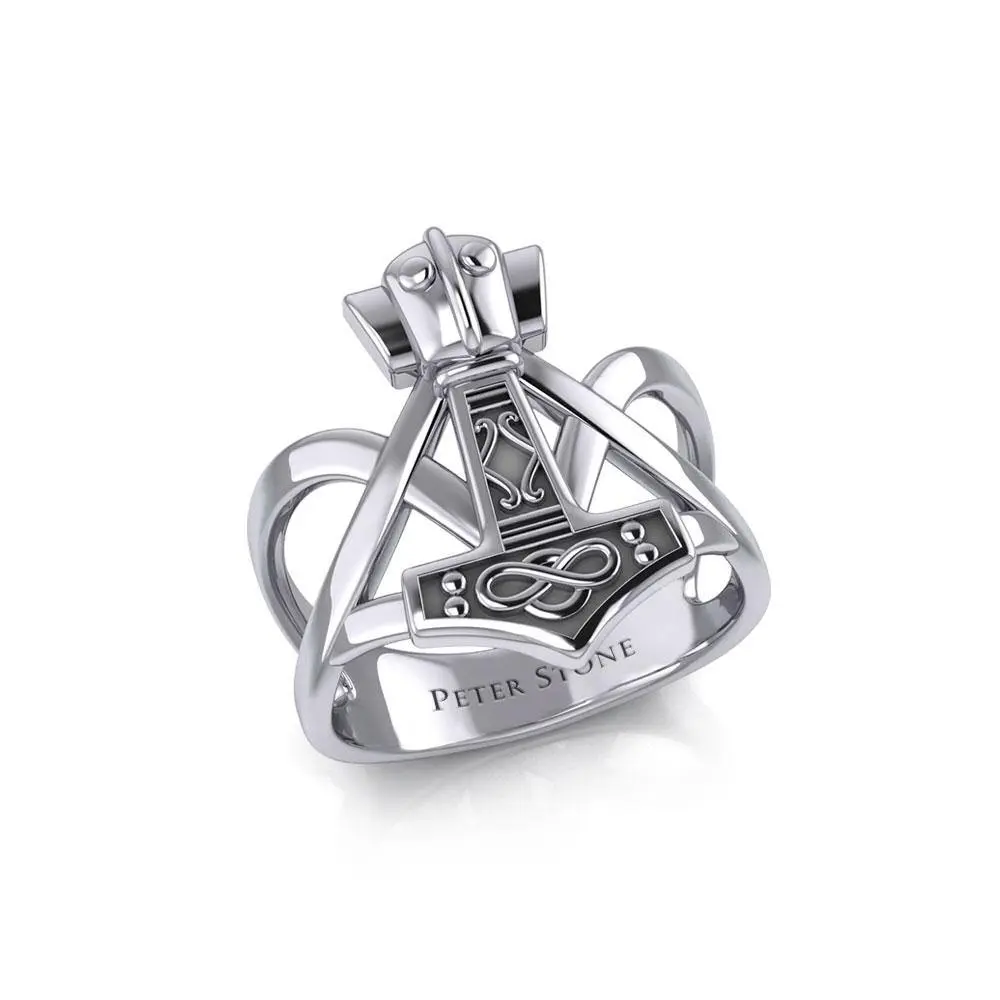 Thors Hammer Sterlling Sterling Silver Ring TRI1960