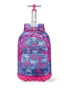 Fashionable Casual University Campus Rolling Backpack, Portable Dual Shoulder Bag with Wheels, Laptop Computer Bag for Travel