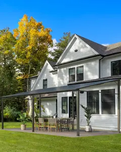 GARVEE 12' x 20' Gazebo, Hardtop Wall Mounted Gazebos Pergola, Outdoor Free Standing Lean to Gazebo Pergola with Metal Frame, Large Wall-Mounted Heavy Duty Awnings for Deck, Porch, Patio, Backyard