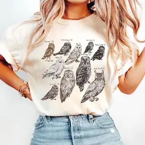 Types of Owls Vintage Bird T-Shirt, Educational Owl Shirt for Nature Lovers, Aesthetic Cottagecore Wildlife Tee, Silly Nerdy Graphic KLT