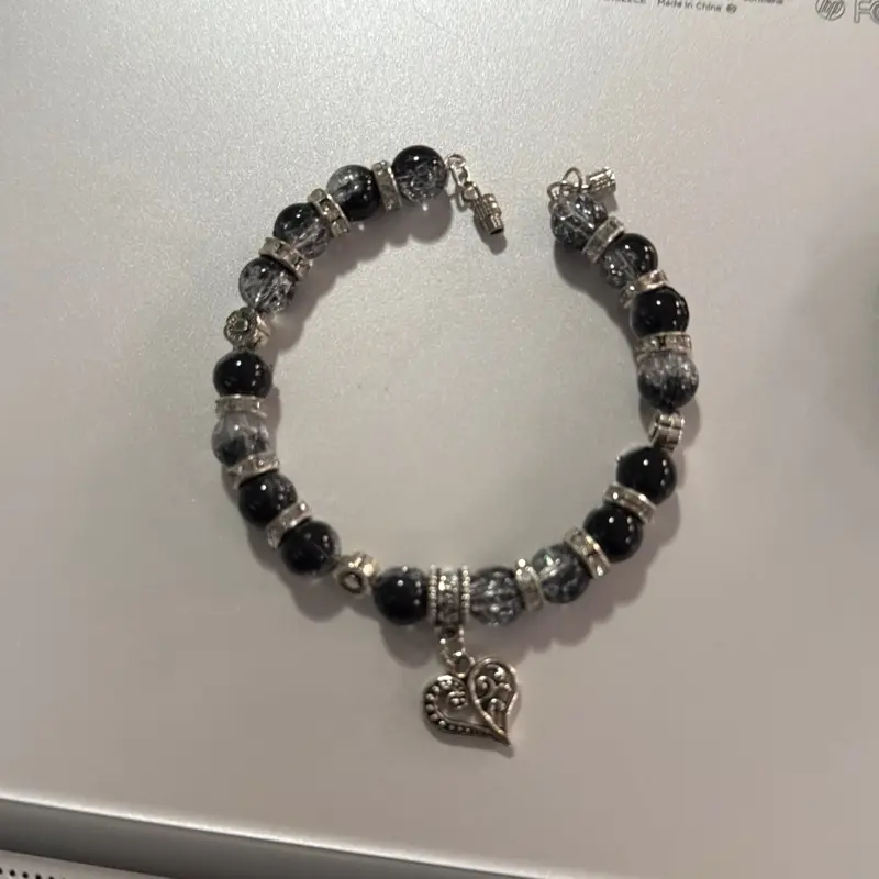 Memory Wire Glass Bead Bracelet with Decorative Beads and Silver Accents - Handmade Jewelry, Memory Wire Design, Durable Construction