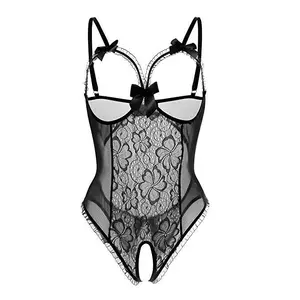 Leopard Print Lace Patchwork Bodysuit | French Sheer Mesh Slim Fit Inner Top