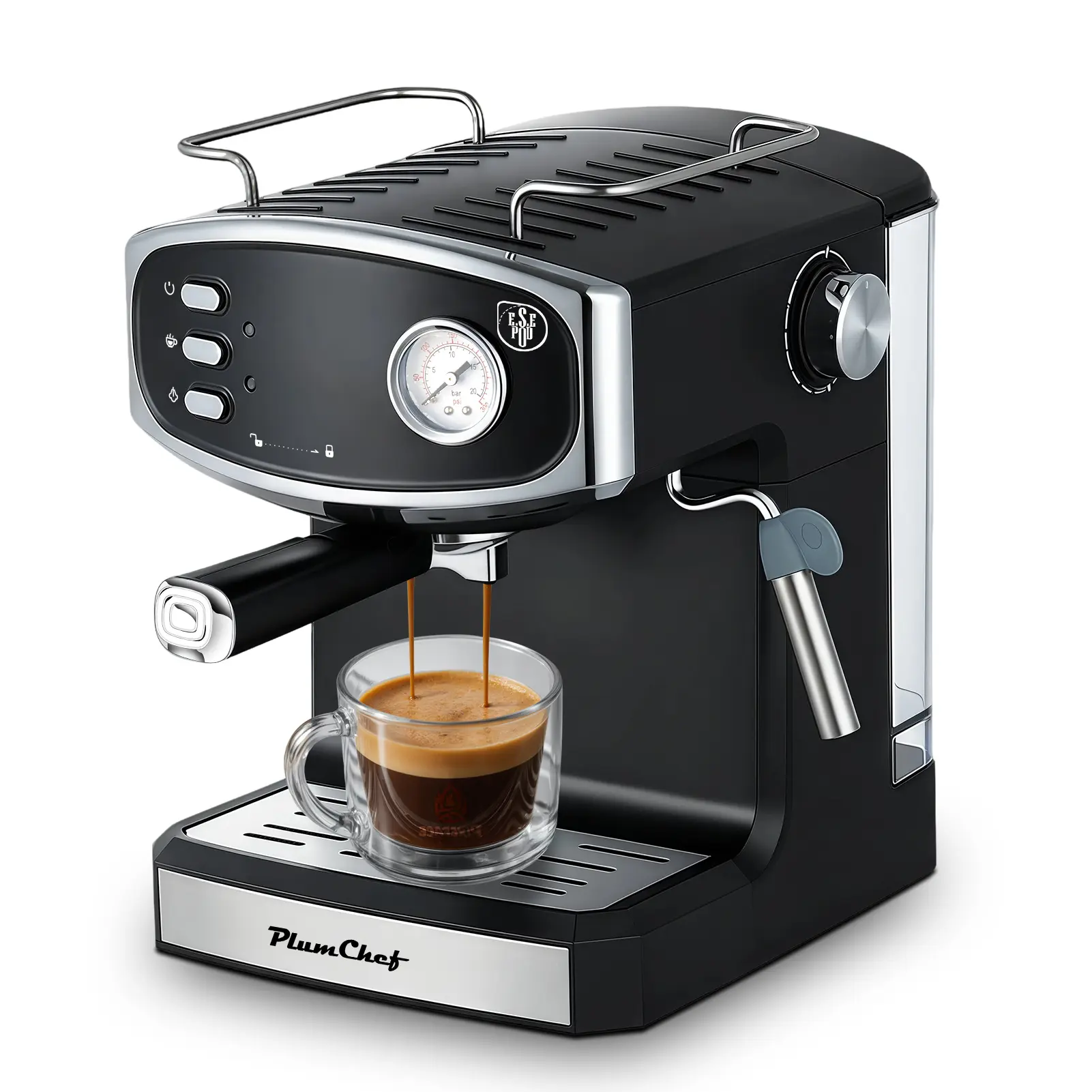 Retro Look 20-Bar Italian Pump Cube Shape Stainless Steel At-Home Espresso Machine - 11x11x12.3in Compact Professional Maker, Steam Wand, Pressure Gauge, 54oz Large Water Tank, Cup Warmer, 110V US Plug, Low-Noise Fast Brewing (for Cappuccino, Latte)