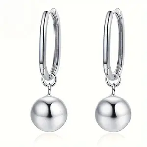 1 pair of simple and high-end geometric luster large round head pendant earrings for ladies, daily multi-functional party earrings