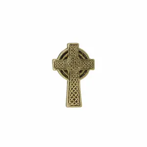 Celtic Cross Gold Lapel Pin - Elegant Design for Personalization and Symbolic Wear