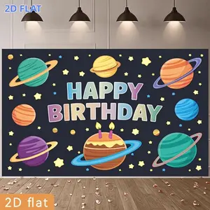 2D Flat Banner 1pc, Suitable for Party Banners Happy Birthday Decoration with Name/Number Plates - Multicolor Polyester Backdrop for Birthdays, Weddings, Photo Walls, Live Streaming Backgrounds - Easy-to-Hang Door
