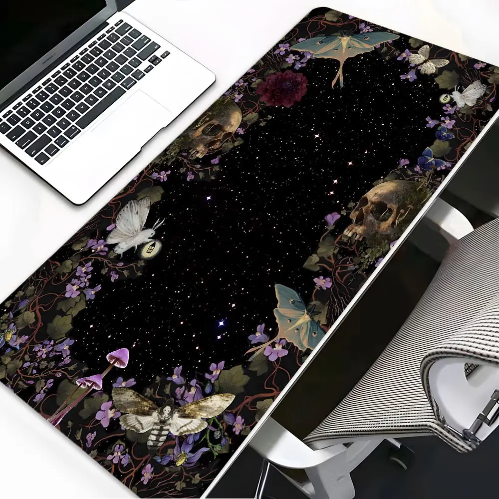 Dark Academia Moth Skull Desk Mat XXL, Gaming Deskmat, Large Gaming Mouse Pad with Anti-Slip Base, Non Slip Mousepad, Computer Mouse Pad, Celestial Witchy Style Desk Pad for Office & Gaming, Aesthetic Desk Mat for Gamers, Mouse Pad for Laptop, Great Gift