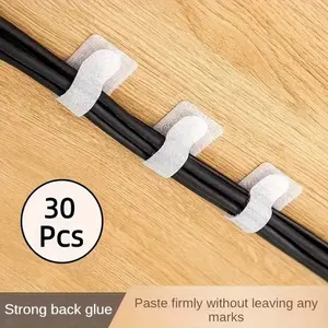 10/30 Piece Black/white Self-adhesive Nylon Zip Ties, Quick Bonding, Suitable for Desktop and Electrical Wiring, Reusable Zip Ties