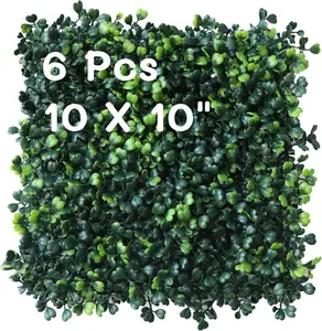 Grass Wall Panels 6 count 10"x 10" Artificial Boxwood Greenery Wall Backdrop  Hedge Grass Wall Backdrop Panels UV Protected for Indoor Outdoor Garden Backyard Party