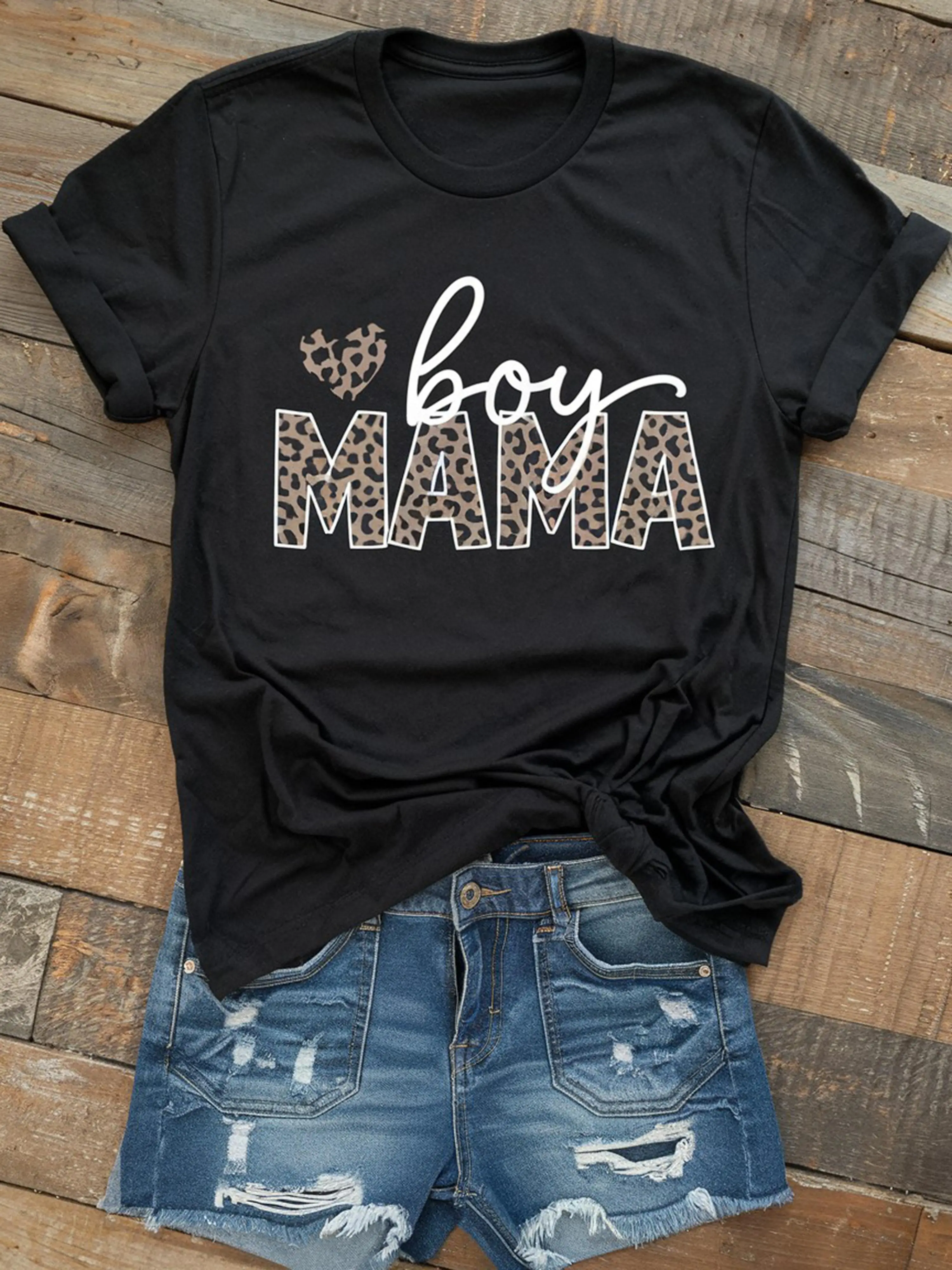 MAMA Printed Pure T Shirt, Women Short Sleeved Comfortable Breathable Summer Top