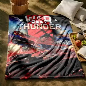 1 piece War Thunder Air Combat and Tank Warfare Theme themed flannel blanket - Modern design flannel blanket, suitable for sofas and beds, all-season use, super soft and warm, digital printing, 100% polyester material, machine washable, suitable