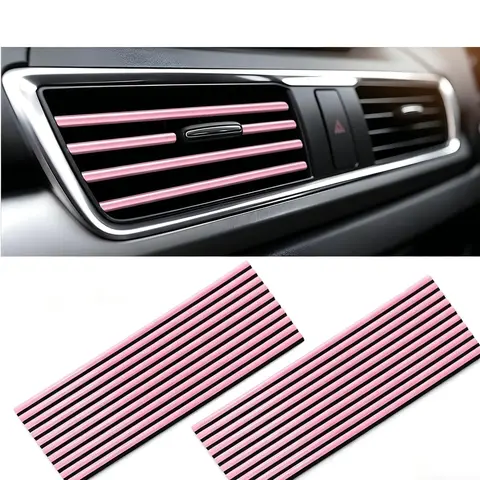 20 Pcs PVC Chrome Waterproof Car Vent Outlet Trim Strips - 20pcs for full set, 7.7" vent coverage, corrosion-resistant automotive interior accessories, interior mouldings, DIY install for car decorations, multiple colors, personalized premium cabin look