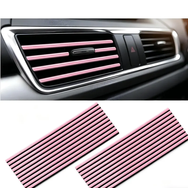 20 Pcs PVC Chrome Waterproof Car Vent Outlet Trim Strips - 20pcs for full set, 7.7" vent coverage, corrosion-resistant automotive interior accessories, interior mouldings, DIY install for car decorations, multiple colors, personalized premium cabin look