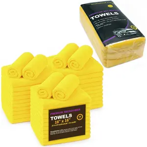36-Pack Yellow Microfiber Cleaning Towels Dual-Sided Ultra Soft Plush Washcloth Professional Grade Premium Detailing Cloths for Car Household Commercial 16" x 16"