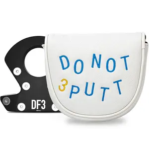 Golf Putter Club Head Cover, Semi-Circle Putter Cover, PU Material with Advanced Embroidery, Fits Most Brands, Df3 Design Style