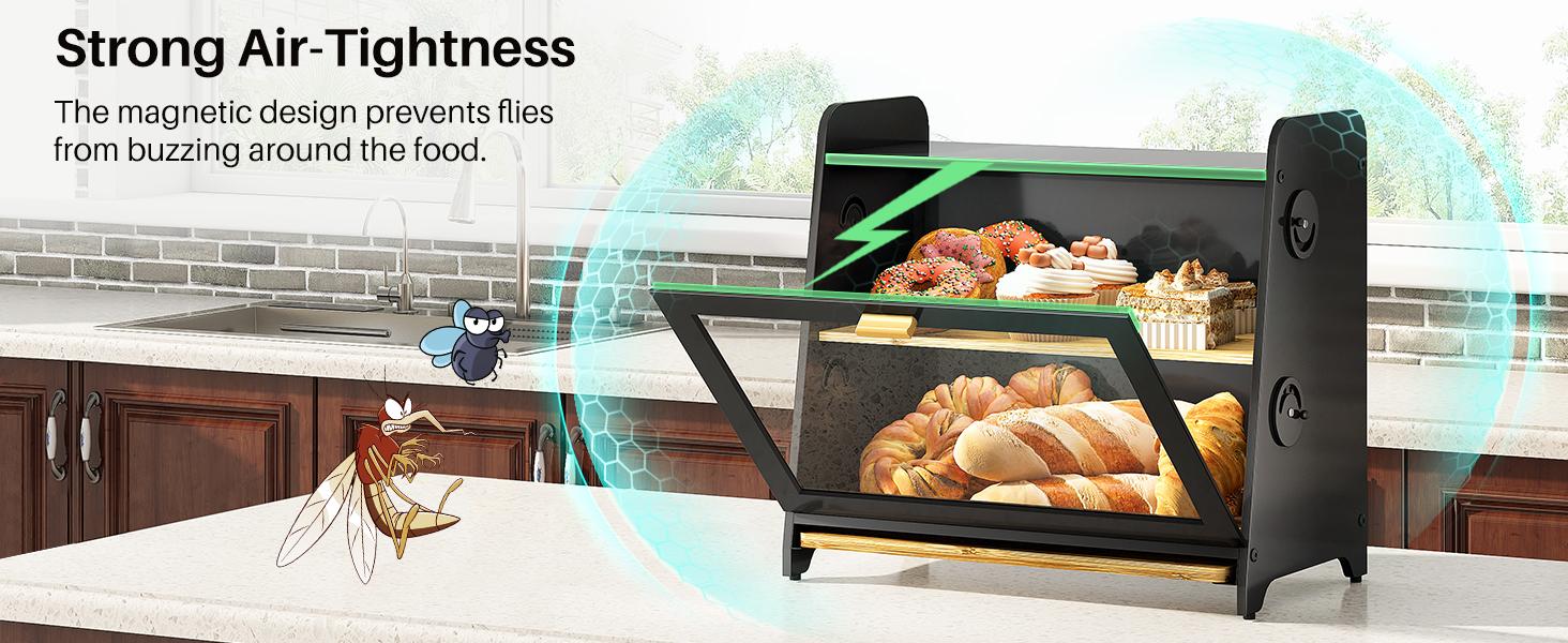 SNTD Bread Box for Kitchen Countertop, Airtight Homemade Bread Storage Container with Adjustable Vent Holes, Bamboo Cutting Board SNTD Bread Box for Kitchen Countertop, Airtight Homemade Bread Storage Container with Adjustable Vent Holes, Bamboo Cutting Board