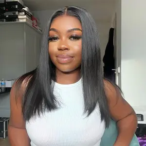 18 Inch 13x4  Straight & Body Wave Lace Front Wigs Human Hair Natural Black 180 Density for Black Women