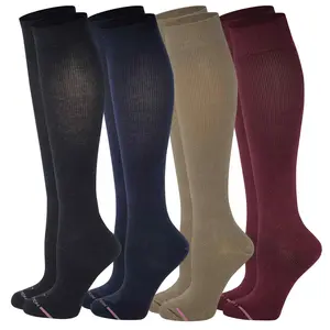 Knee High Compression Socks for Women | Assorted Solid Colors | 8–15 mmHg (4 Pairs)