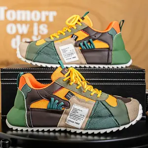 UOSO Men'S Cross-border Casual Trendy Sneakers |   College Style Versatile Shoes with Fabric Upper, Rubber Sole, and Mid-top Design