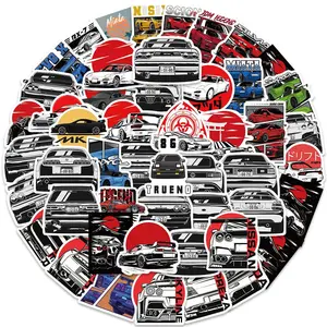 Car Pattern Sticker, 50pcs/set Waterproof Self Adhesive Decor Paper, Decor Sticker for Gift Greeting Card Water Bottle Laptop Phone, Ornaments