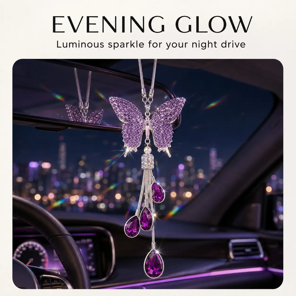Diamond Butterfly Tassel Car Hanging Ornament, Rearview Mirror Rhinestone Butterfly Pendant, Girl Car Interior Decoration, rhinestone car decor, bling car accessories, Car Decorations, perfect gift, Car Interior Ornaments