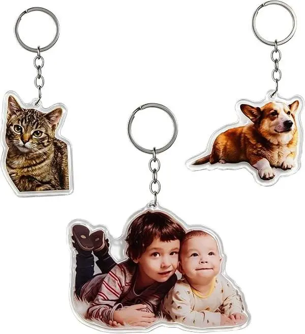 Custom Acrylic Keychain with Personalized Photo of Dog or Cat – Backpack Key Ring Gift