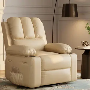 Oversized Recliner Chairs, Classic Manual Leather Recliner, Home Theater Seating with Lumbar & Arms Support for Living Room, Bedroom and Nursery