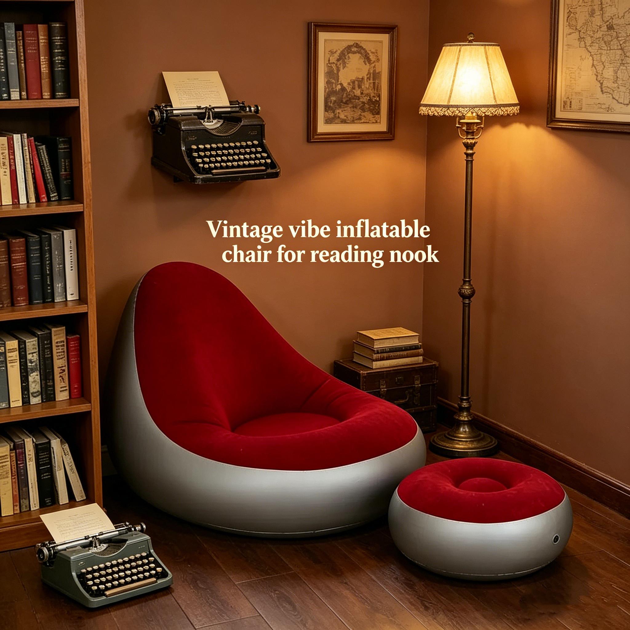 1pc Red Flocked Inflatable Sofa with Footrest, Foldable Single Recliner, Soft Nylon Fluff Surface, Lightweight Easy Storage Lounge Chair for Bedroom Living Room Balcony Camping Outdoor Relaxation 1pc Red Flocked Inflatable Sofa with Footrest, Foldable Single Recliner, Soft Nylon Fluff Surface, Lightweight Easy Storage Lounge Chair for Bedroom Living Room Balcony Camping Outdoor Relaxation