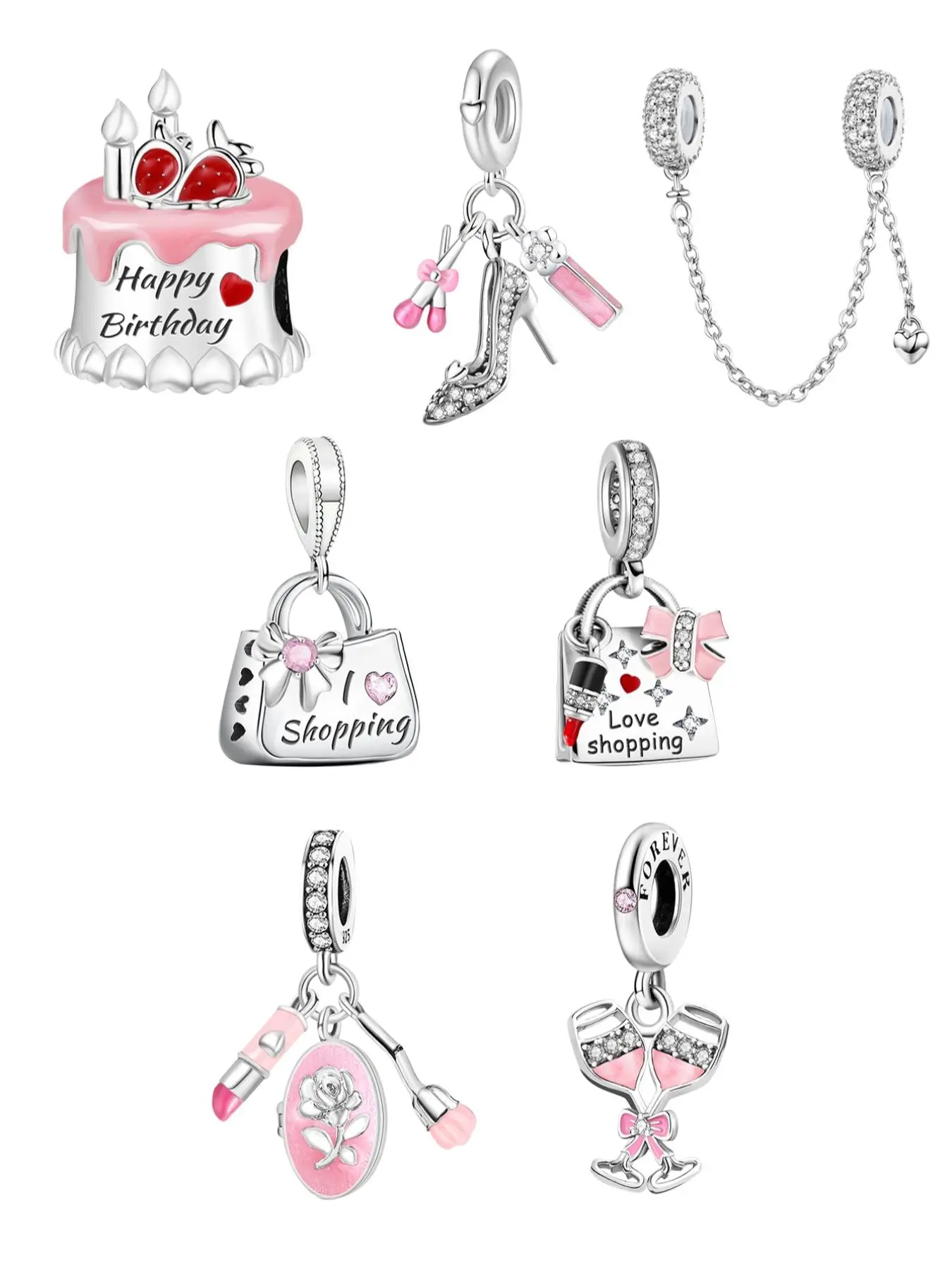 Fashionable Birthday Cake & High Heel & Shopping Bag Design Charms, Fashionable Jewelry for Women & Girls, Casual Trendy Jewelry, Trendy All-match Jewelry for Birthday Gift, Exquisite Trendy Pendant