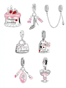 Fashionable Birthday Cake & High Heel & Shopping Bag Design Charms, Fashionable Jewelry for Women & Girls, Casual Trendy Jewelry, Trendy All-match & Exquisite Jewelry for Birthday Gift