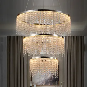 24-inch Crystal Chandelier LED Ceiling Lamp, Adjustable Color Temperature 3000K/4000K/6000K, Height Adjustable, Luxury Round Chandelier, Suitable for Living Room, Dining Room, Bedroom