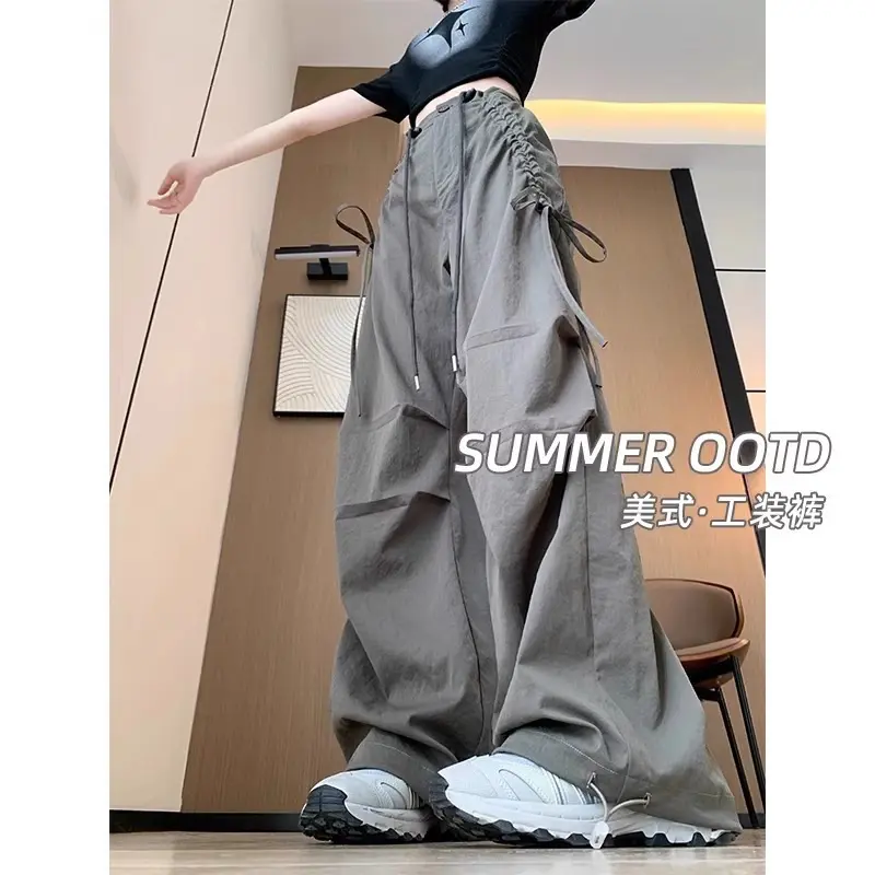 Cargo casual pants, wide-leg and versatile. Bottoms Womenswear baggy sweatpants cargo pants women