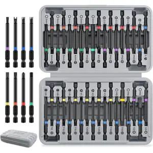 36 count Long  Bit Set in a Case. 75mm Extended Driver Set with  Torx, Square, XZN and Hex Bits