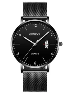 New Men's Watch Luminous Quartz Wristwatch, Student Mesh Band Business Trendy Timepiece, Stylish Male Accessory for Daily Wear