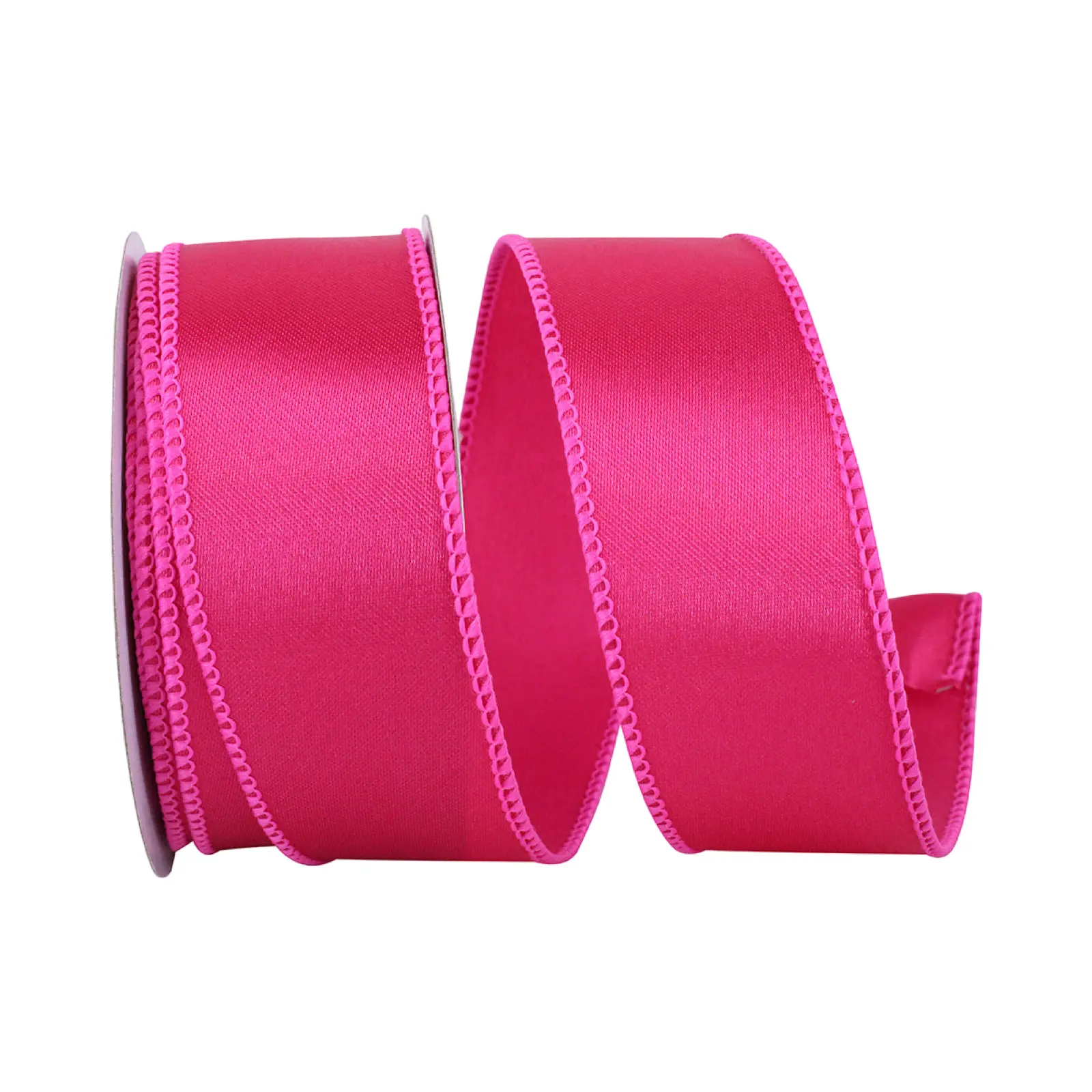 Fuchsia Satin Wired Edge Ribbon, 1.5" X 10YD