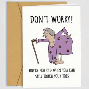 Don't Worry Slogan Graphic Birthday Card - Fun Party Greeting Card with Envelope - Unique Birthday Gift for Mom Grandma Sister - Trendy Sarcastic Friend Card - Aesthetic Holiday Party Stationery - High-Quality Heavyweight Paper