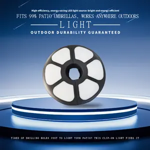Wireless design LED clip-on umbrella light, powered by 3 AA batteries, three-level dimmable, drill-free outdoor ambient light, ideal for camping tents, outdoor umbrellas, and any outdoor setting. Smart
