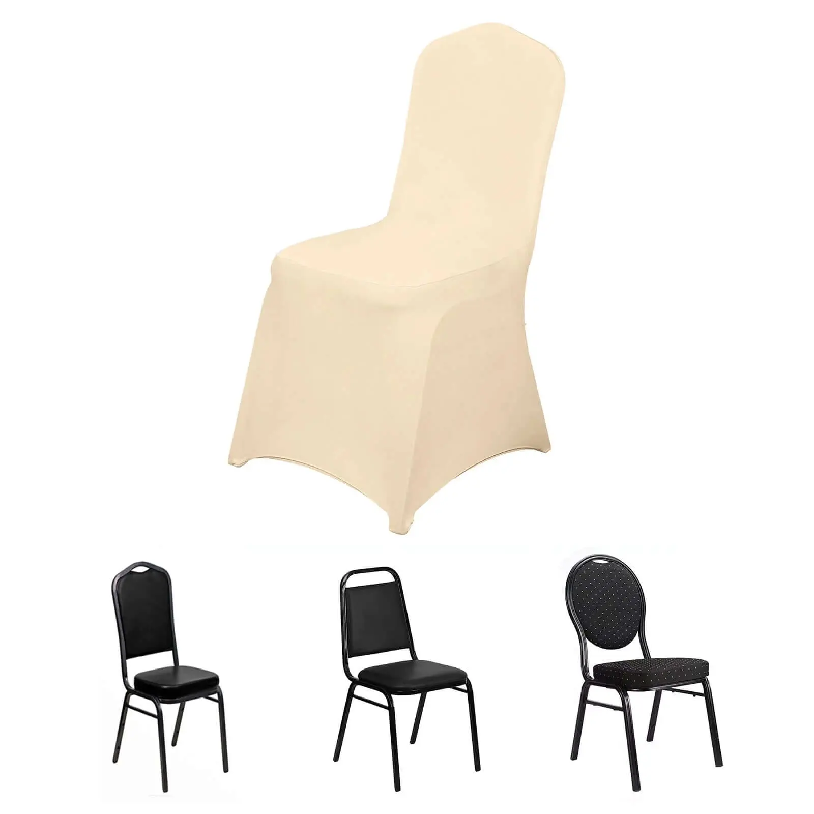 Beige Elastic Custom-Fitted Dining Chair Cover, 160GSM Spandex Stretch Protective Sleeve Slip Dining Chair Slipcover, Durable Slip-On Household Textile, Protective Sleeve Dining Chair Slipcovers