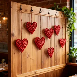 10pcs Heart-Shaped Vine Pendant Set, Valentine's Day Decorations, Vase Filler Hanging Balls, Home DIY Wedding Table Decoration
