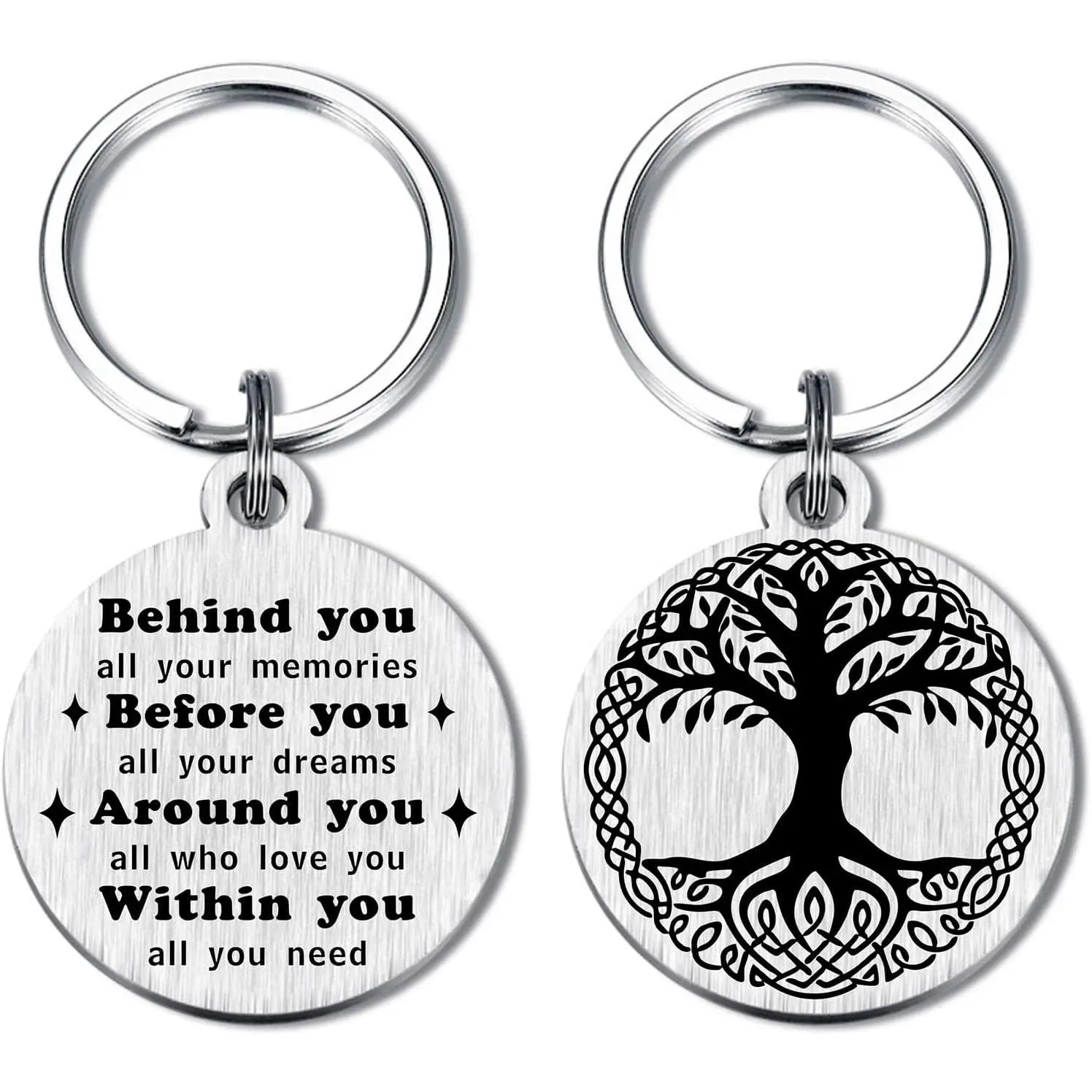 Stainless Steel Viking Keychain with Nordic Tree Motif, Round Pendant Amulet for Men & Women, Norse Mythology Gift for Birthday, Christmas, Thanksgiving, Stainless Steel Jewelry, Laser Engraved