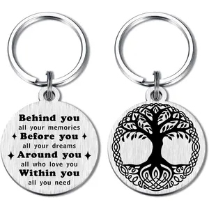 Norse Viking Keychain for Men Women - Compass, Tree of Life, Wolf, Odin, Ravens Mythology Gift for Birthday Christmas