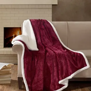 Elma Luxury Oversized Textured Plush Throw, 60x70", Premium Soft Cozy Embossed Micro Velour For Bed, Coach or Sofa
