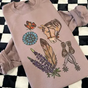 Wyoming Western Horse Collage Western Graphic Crewneck, Rodeo Graphic Crewneck Pullover, Western Rodeo Trending Graphic, Western Boutique, Western Rodeo Graphic Unisex, Plus size available 6QP