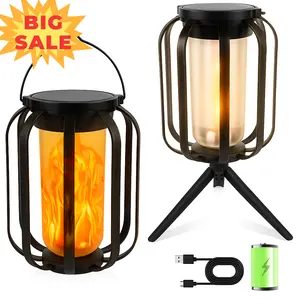 Solar Flickering Flame Lantern – Decorative Outdoor Hanging Light with Tripod,Waterproof,long battery life, perfect for outdoor camping and garden decoration.